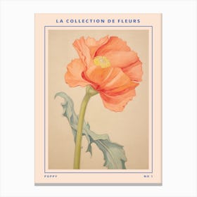 Poppy French Flower Botanical Poster Canvas Print