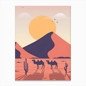 Camels In The Desert Canvas Print