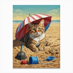 Cat On The Beach Canvas Print