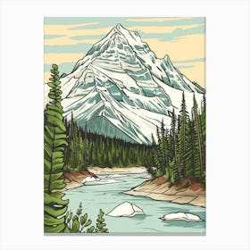 Mount Robson Canada Color Line Drawing (6) Canvas Print