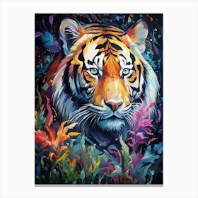 Tiger Art In Neo Impressionism Style 3 Canvas Print