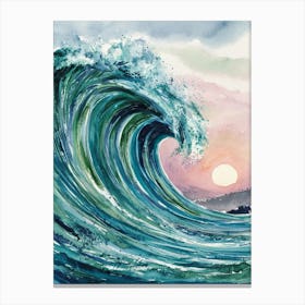 Ocean Wave At Sunset Canvas Print