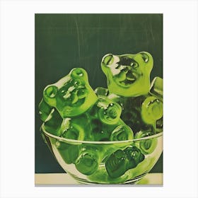 Green Gummy Bears Retro Food Illustration Inspired 2 Canvas Print