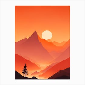 Misty Mountains Vertical Composition In Orange Tone 25 Canvas Print