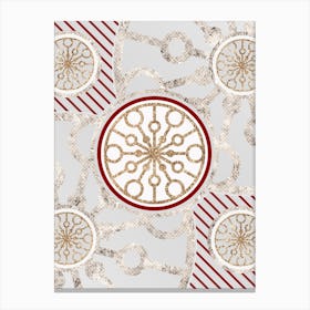 Geometric Abstract Glyph in Festive Gold Silver and Red n.0023 Canvas Print