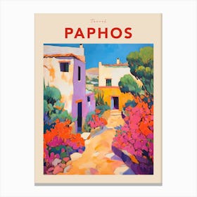 Paphos Cyprus Fauvist Travel Poster Canvas Print
