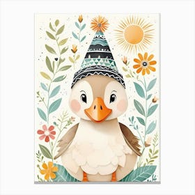 Floral Cute Baby Goose Nursery Illustration (2) Canvas Print