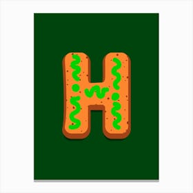 Gingerbread Christmas Letters Living Room Holiday Display Green 08 Canvas Print