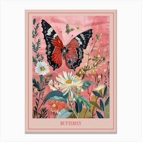 Floral Animal Painting Butterfly 2 Poster Canvas Print