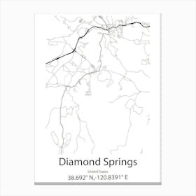 Diamond Springs,United States Minimalist Map 1 Canvas Print