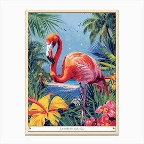 Greater Flamingo Caribbean Islands Tropical Illustration 1 Poster Canvas Print