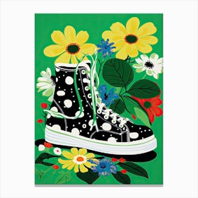 Sneaker Petal Palette: Colorful Floral Impressions Canvas Print