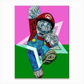 Mario Bross Typo Style Cartoon Pop Art Canvas Print