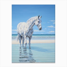 A Horse Oil Painting In Grace Bay Beach, Turks And Caicos Islands, Portrait 4 Canvas Print
