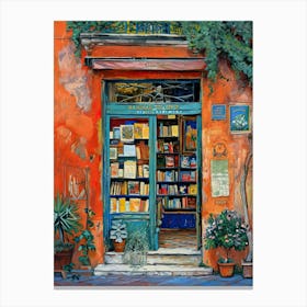 Rome Book Nook Bookshop 4 Canvas Print