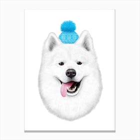 Samoyed In Hat Canvas Print