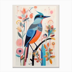 Colourful Scandi Bird Kingfisher 4 Canvas Print