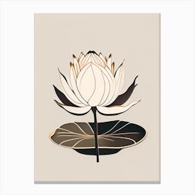 Blooming Lotus Flower In Pond Retro Minimal 5 Canvas Print