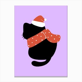 Santa Cat cute christmas illustration 1 Canvas Print