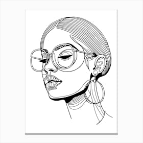 Woman With Glasses Minimalist One Line Illustration Canvas Print