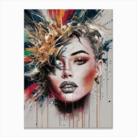 Woman With Paint Splatters Canvas Print