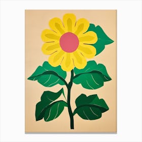Cut Out Style Flower Art Sunflower 2 Canvas Print