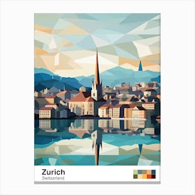 Zurich, Switzerland, Geometric Illustration 4 Poster Canvas Print