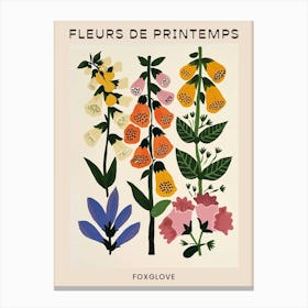 Spring Floral French Poster  Foxglove 1 Canvas Print