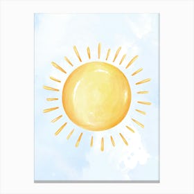 Sun In The Sky watercolor yellow blue Canvas Print