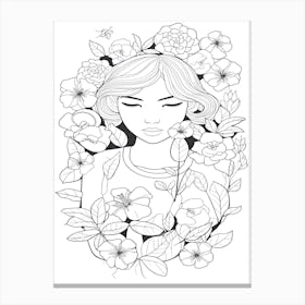 Bloom Body Girl Line Art 25 Canvas Print