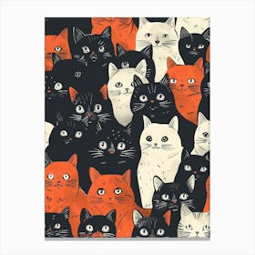 Perfectly Repeatable Artwork With Cute Cat Faces 52 Canvas Print