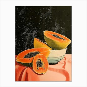 Art Deco Papaya Still Life 2 Canvas Print