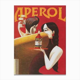 Aperol Vintage Bar Cart Art Canvas Print