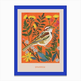 Spring Birds Poster Sparrow 3 Canvas Print