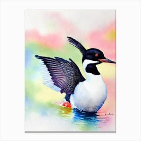 Common Loon Watercolour Bird Canvas Print