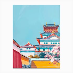 Shurijo Castle Okinawa Colourful Illustration Canvas Print