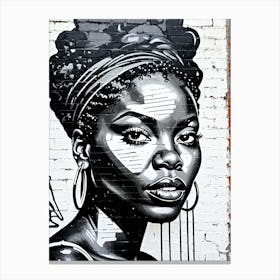 Vintage Graffiti Mural Of Beautiful Black Woman 147 Canvas Print