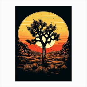 Joshua Tree At Sunset In Gold And Black (3) Canvas Print