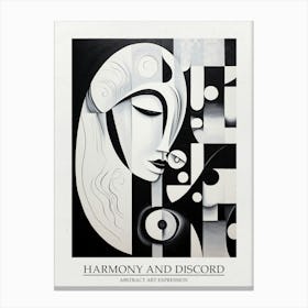 Harmony And Discord Abstract Black And White 8 Poster Canvas Print