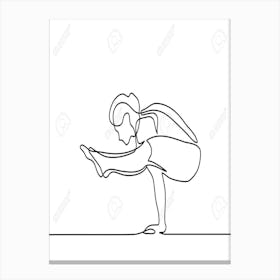 Continuous Line Drawing Of A Woman Doing Yoga Canvas Print