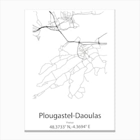 Plougastel Daoulas,France Minimalist Map Canvas Print