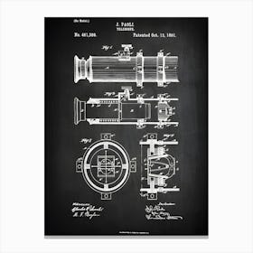 Telescope Patent Print, Telescope Art, Scientist Wall Art, Telescope Poster, Science Decor, Science Gift, Vintage Telescope, Antique Cs3891 Canvas Print