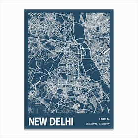 New Delhi Blueprint City Map 1 Canvas Print