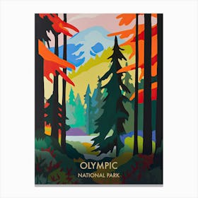 Olympic National Park Travel Poster Matisse Style 6 Canvas Print