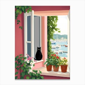 Cat In The Window Canvas Print