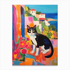Painting Of A Cat In Ibiza Spain 5 Canvas Print