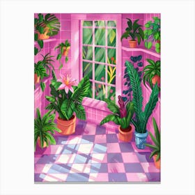 Pink Room With Plants 1 Canvas Print