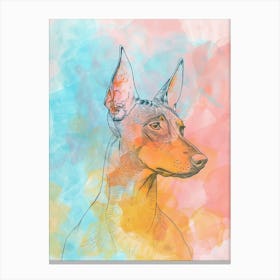 Pastel German Pinscher Dog Pastel Line Illustration  4 Canvas Print