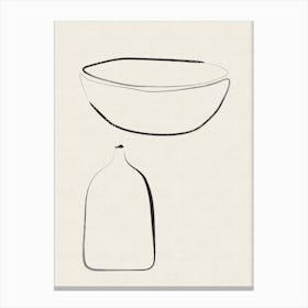 Still Life Vase And Bowl Minimal Sketch Canvas Print