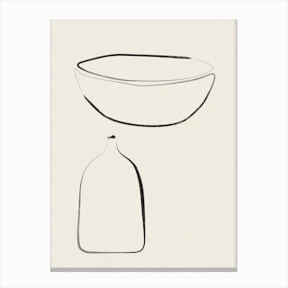 Still Life Vase And Bowl Minimal Sketch Canvas Print